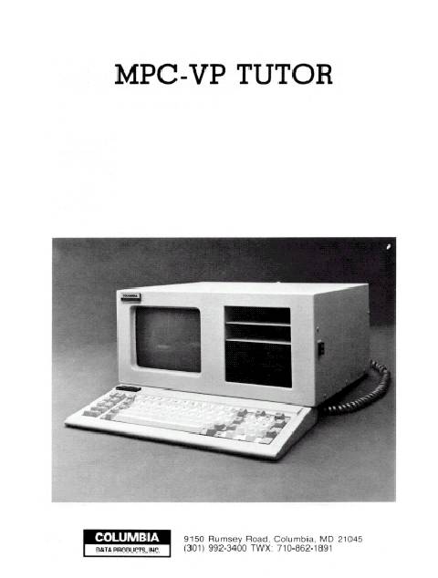 Columbia Data Products 1600 VP Tutor - Manual